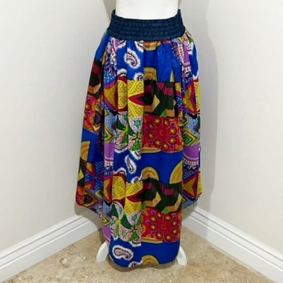 sakkas Bahati Hi Low Mermaid African Ankara Dutch Wax Paisley Skirt - Picture 3 of 5